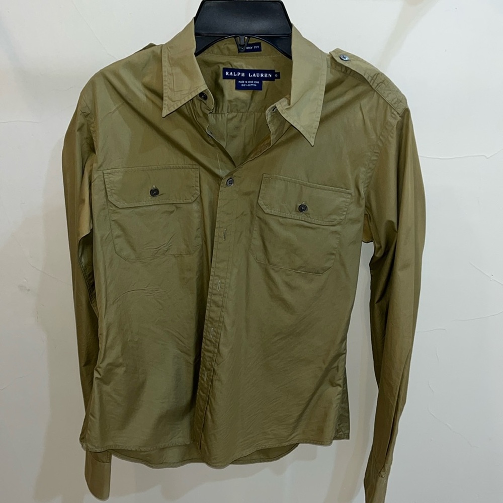 Ralph Lauren army green Skinny button down sz 6